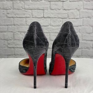 Christian Louboutin Iriza 100 Tissu Etincelle Size 39.5. Black & Silver